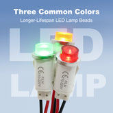 Raised Indicator Light Red LED with Wires 12.5mm LED 12–220V Wire