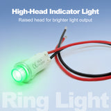 Raised Indicator Light Red LED with Wires 12.5mm LED 12–220V Wire