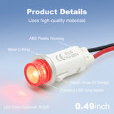 Raised Indicator Light Red LED with Wires 12.5mm LED 12–220V Wire