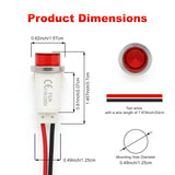 Raised Indicator Light Red LED with Wires 12.5mm LED 12–220V Wire