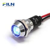120V LED Indicator Light 16mm Metal Recessed Head Wire Leads 15cm IP67 FILN