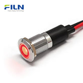 12V LED Indicator Lights 12mm IP67 Waterproof Metal Flat Head Signal Lamp for CNC & Marine FILN