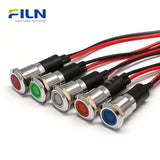Voyants LED 12V 12 mm IP67 étanches en métal à tête plate pour CNC et marine FILN