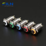 Interrupteur à bouton-poussoir 12 volts 12 mm en acier inoxydable 304, interrupteur à anneau LED 4 broches FILN
