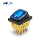 12V ON ON Rocker Switch Waterproof 6 Pin Illuminated 5V-220V Rocker Switch FILN