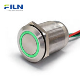 Interrupteur à bouton-poussoir 12 V étanche 25 mm acier inoxydable à verrouillage momentané pré-câblé FILN