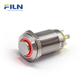 Interrupteur à bouton-poussoir 12 volts 12 mm en acier inoxydable 304, interrupteur à anneau LED 4 broches FILN