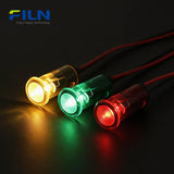 14mm Green Light Indicator Plastic 12V 220V Snap-in Wire Lead for FILN