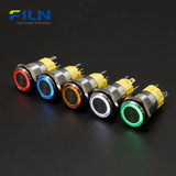 Interrupteurs à bouton-poussoir lumineux 16mm Acier inoxydable Interrupteur d'alimentation LED 5 BROCHES Borne à broches FILN