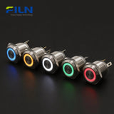 Interrupteur à bouton-poussoir 16 mm | Acier inoxydable Momentané 4 broches LED | FILN