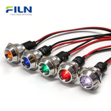 19mm LED Indicators 12V 220V Pre-wired IP67 for Industrial Panel Metal Light FILN