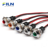 19mm Panel Indicator Lights 6V-220V Pre-wired IP67 Metal Signal Lamp FILN