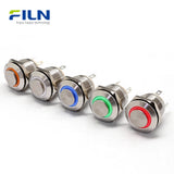 19mm Momentary Push Button 12V High Head LED Ring Stainless Steel 4-Pin | FILN