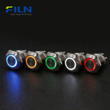 120V Push Button Switch Stainless Steel Momentary 4-Pin Screw Terminal LED Switch | FILN