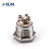 120V Push Button Switch Stainless Steel Momentary 4-Pin Screw Terminal LED Switch | FILN