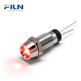 Red Light Indicator 3-380V 8mm Metal Recessed Pin Waterproof Panel Mount FILN