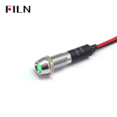 FILN 24V DC 8mm Flashing LED Indicator, Metal Threaded Base, High Visibility for Alarm Systems