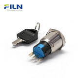 19mm Key Push Button Switch 2 Position 3-Pin Metal Switch FILN