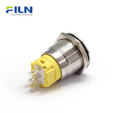 19mm Push Button Latching Switch Zinc Alloy/Steel Non-illuminated Push Button Switch 3-PIN FILN