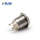 Interrupteur à bouton-poussoir 16 mm | Acier inoxydable Momentané 4 broches LED | FILN
