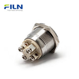 120V Push Button Switch Stainless Steel Momentary 4-Pin Screw Terminal LED Switch | FILN