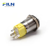 Interrupteur à bouton-poussoir momentané 3V-220V 16mm à tête haute 5 broches Acier inoxydable LED FILN