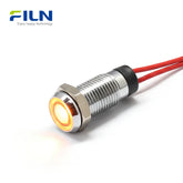 FILN 12-24V 8mm LED Indicator Light Metal Flat Head IP67 Industrial
