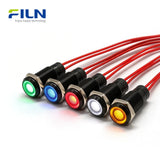 Voyant LED 8mm Métal Tête Plate Longueur du fil 15 cm Industriel 3-220V FILN