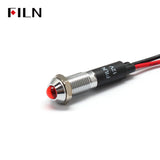 FILN 8mm LED Status Light for Industrial Control Panels, 12-220V AC/DC, IP65 Metal Housing