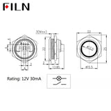 Waterproof 19mm Shortest Stainless Steel Push Button Switch Reset Momentary 30mA 12V Connector With Wire
