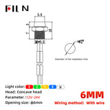 FILN 6MM Green LED Indicator Light MINI Indicating Lamp 12-24V