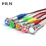 FILN 6MM LED Indicator Light Mini Metal Pilot Signal Lamp Flat Head indicator light
