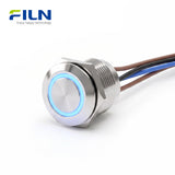 Momentaner Drucktastenschalter 19mm Ultradünner Schalter IP67 Wasserdicht 4-polig LED Edelstahl | FILN