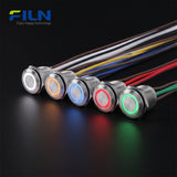 Momentaner Drucktastenschalter 19mm Ultradünner Schalter IP67 Wasserdicht 4-polig LED Edelstahl | FILN