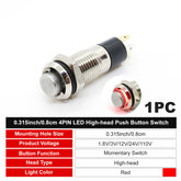 8mm Mini 1.8V-110V Red Normally Open Momentary Metal Push Button Switch