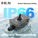 FILN Toggle Switch Box Waterproof Electrical Control Unit ON-OFF-ON