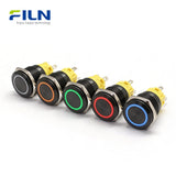 19mm LED-Drucktastenschalter Momentan/Rastend Edelstahl 5-Pin Ringlicht | FILN