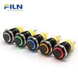 Interrupteur à bouton-poussoir momentané 3V-220V 16mm à tête haute 5 broches Acier inoxydable LED FILN