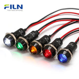 120V LED Indicator Light 16mm Metal Recessed Head Wire Leads 15cm IP67 FILN