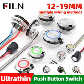 12-19MM Metall Ultra-dünner momentaner Drucktastenschalter mit mehreren Verdrahtungsmethoden 12-24V