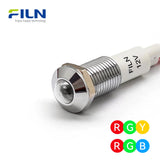 10mm 3 Color Indicator Light RGB Tri-color LED Metal Signal Lamp | IP67 Waterproof Panel Mount