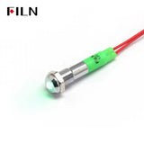 FILN 6mm grüne Kontrollleuchte, konvexer Kopf, Metallsignallampe mit 20cm Kabel
