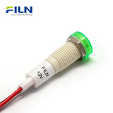 Plastic Indicator Lamps 10MM 6-220V LED Metal Nut High Head Wire Lead 15CM FILN