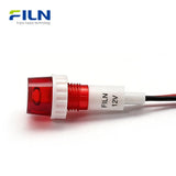 FILN Voyant lumineux LED en plastique 10 mm 220 V avec câblage, montage sur panneau, tête haute