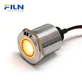 LED Indicator Light 22mm 24V IP67 Metal Flat Head Pre-wired for Panel Signal FILN