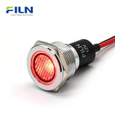 Voyant lumineux rouge 19 mm, tête plate métallique, câble de 15 cm, 12 V 110 V 220 V FILN