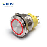 Interrupteur à bouton-poussoir autobloquant 25mm Métal 5 broches avec anneau LED 12V 220V Câblage FILN