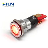 LED Indicator Light 12V Black 16mm Metal Indicator Light Flat Head 2Pin Terminal FILN
