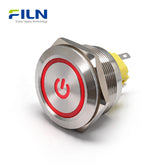 Bouton poussoir lumineux LED 30 mm Acier inoxydable Symbole d'alimentation Momentané/Verrouillable FILN