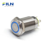 12mm Stainless Steel LED Push Button Switch 12-220V 4-PIN Ring Illuminated FILN